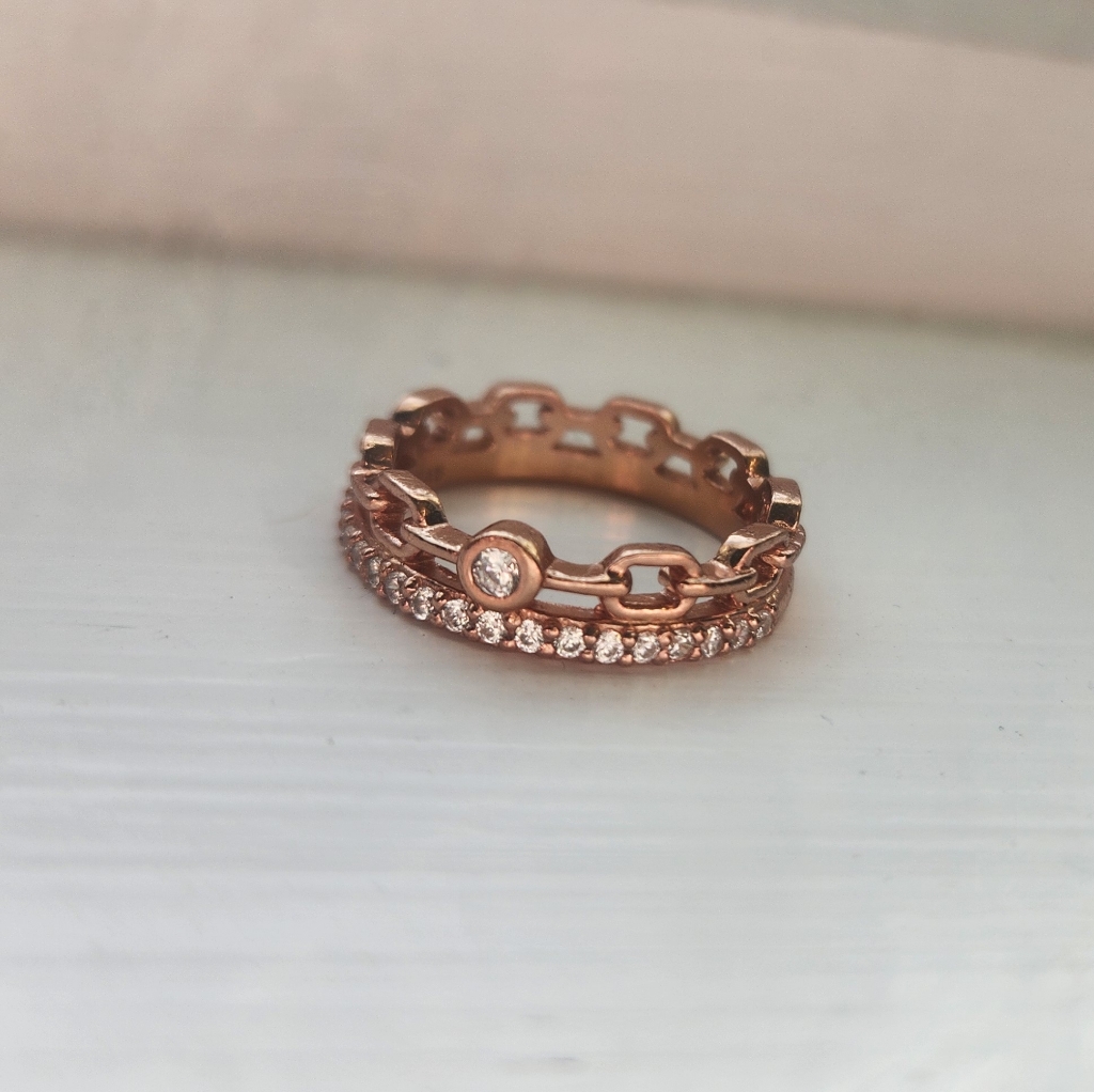 Freida Rothman Rose Gold Womens Ring Double Stacker Size 6 50$